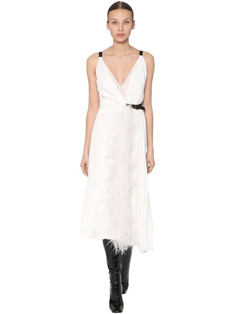 white prada strapless dress|prada pleated dress.